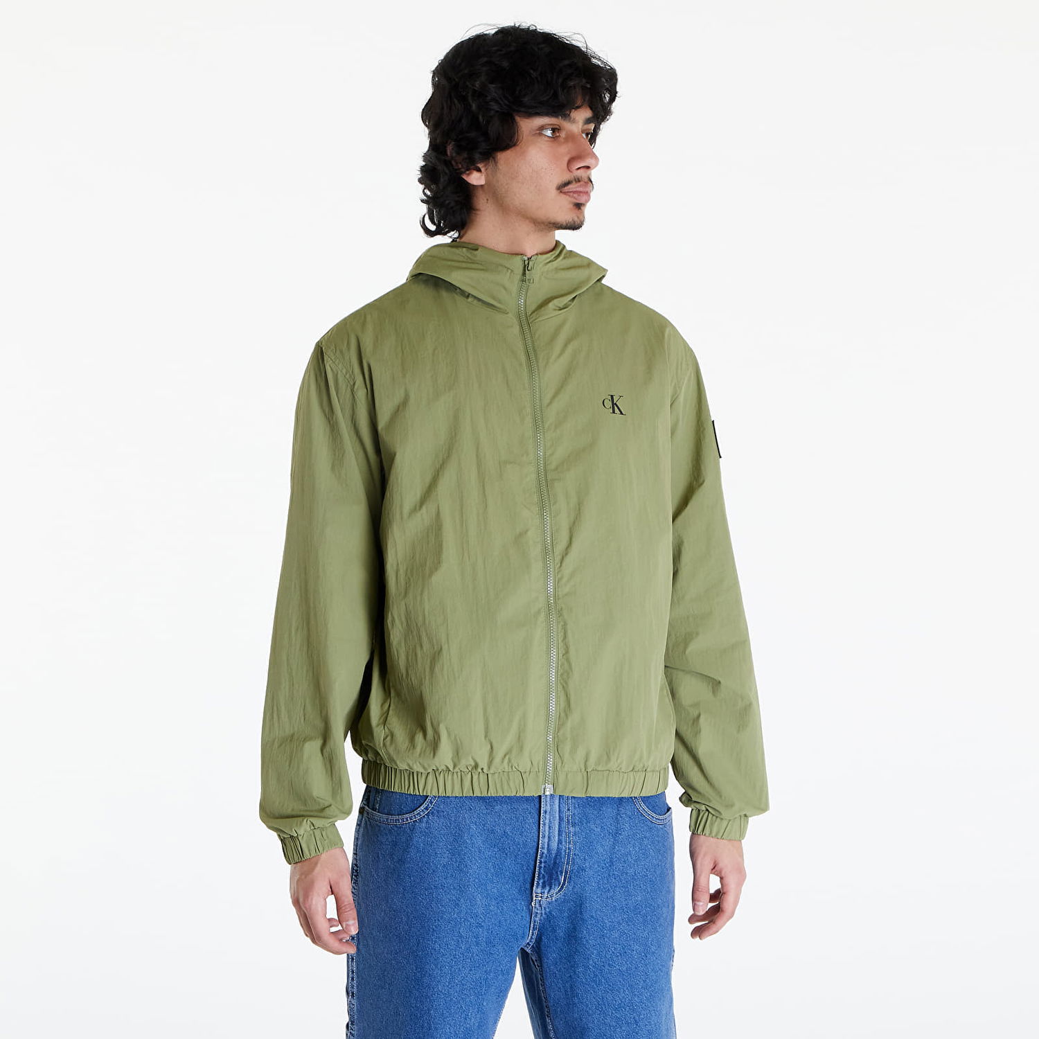 Vetrovka CALVIN KLEIN Jeans Relaxed Hooded Windbreaker Dark Juniper Zelené | J30J325106 L9N, 0