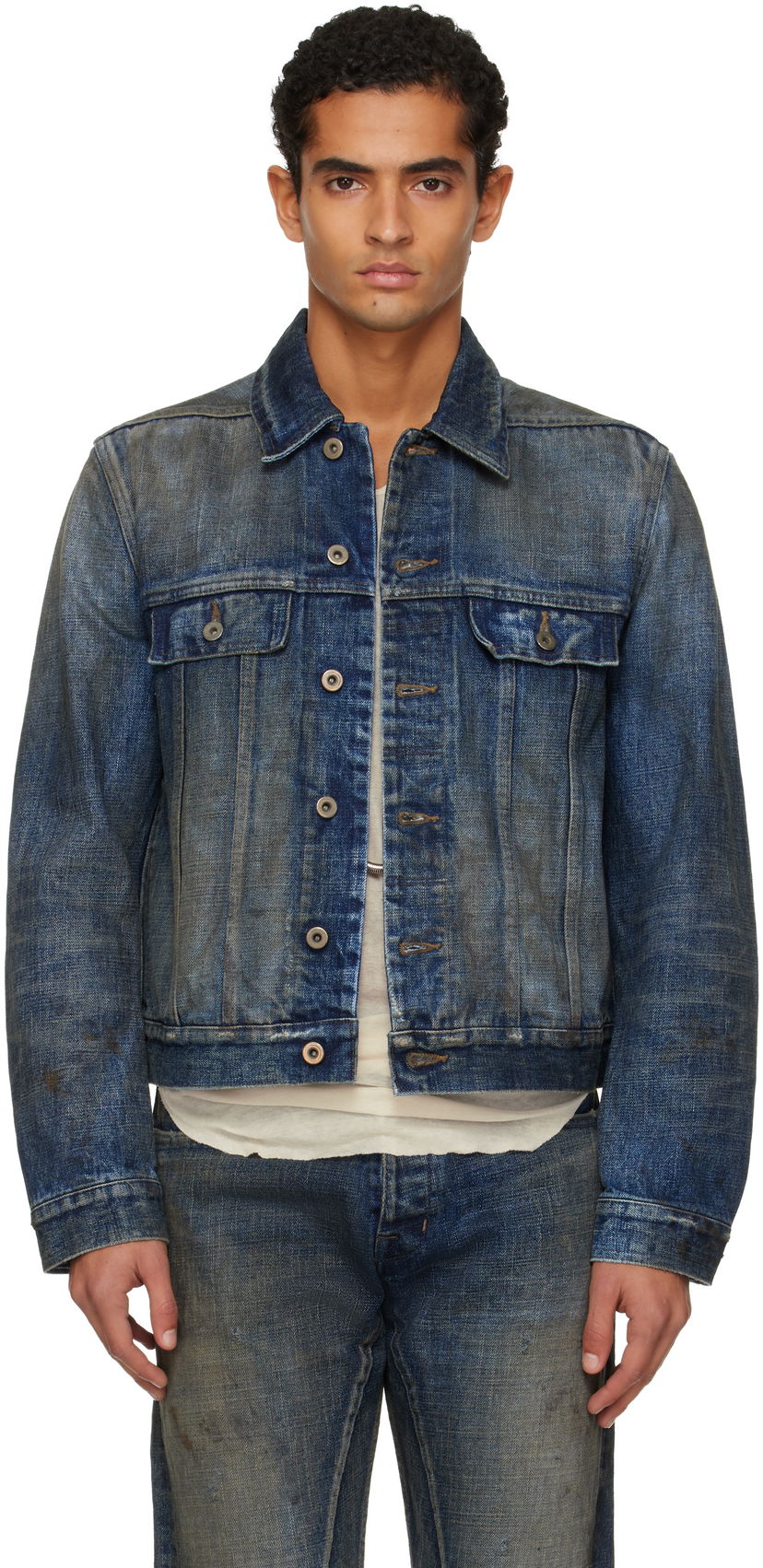 Bunda Rick Owens Concordians Trucker Denim Jacket Modrá | DL02E2788 HVWJP