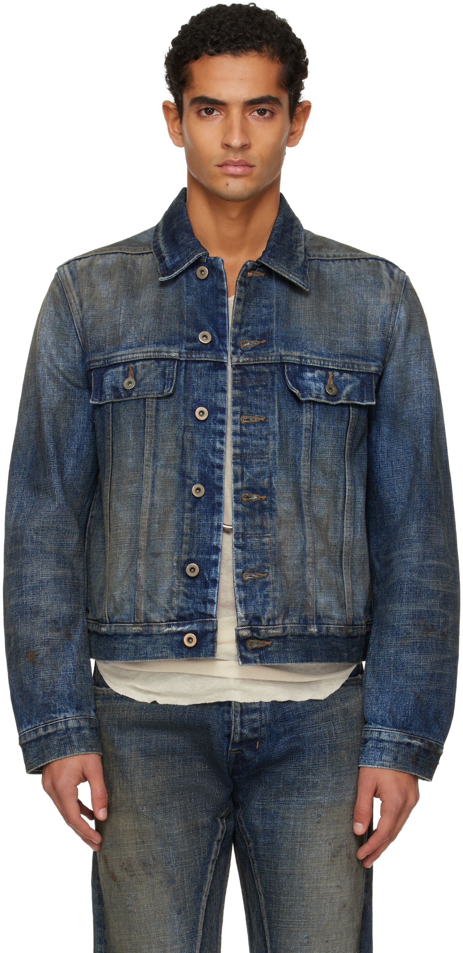 Bunda Rick Owens Concordians Trucker Denim Jacket Modrá | DL02E2788 HVWJP, 0