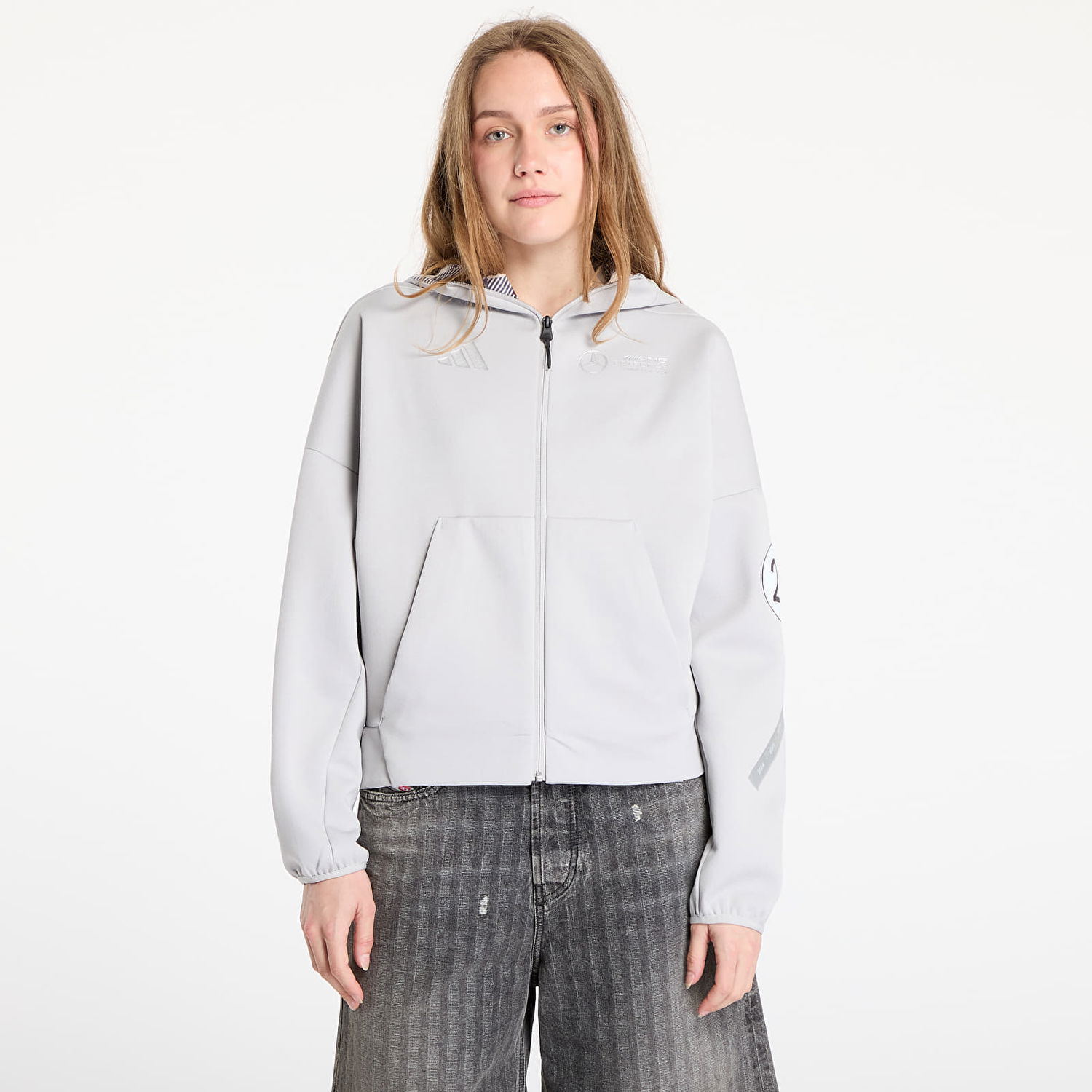 Mikina adidas Performance Mercedes Hoodie Šedá | JW3474, 0