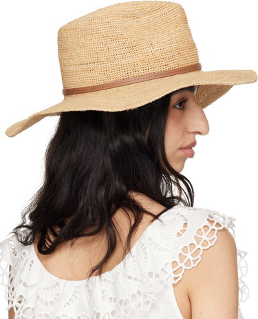 Klobúk rag & bone rag & bone Leather-Trimmed Wide-Brim Raffia Panama Hat Béžová | WJW25SH1015ST15, 2