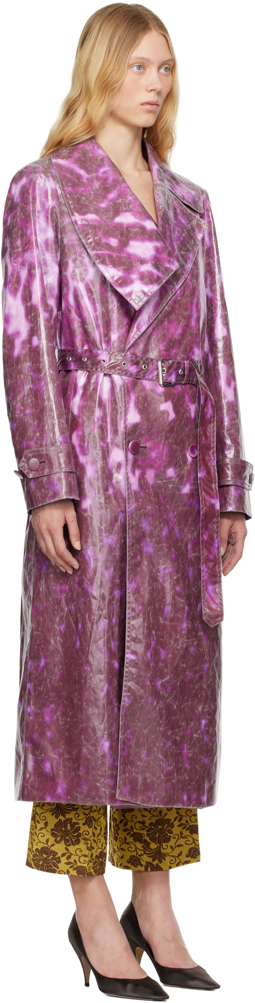 Pláštenka Dries Van Noten Dries Van Noten Double-Breasted Trench Coat Fialová | 251-010213-1108, 1