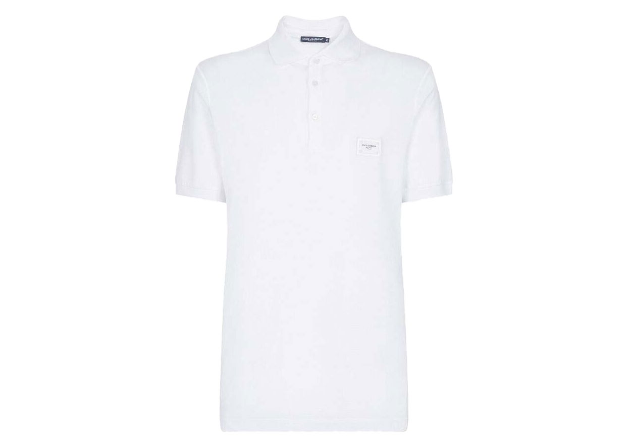 Polo tričko Dolce & Gabbana Cotton Pique Branded Plate Polo Shirt White Biela | G8KK1TFU7ENW0800, 0