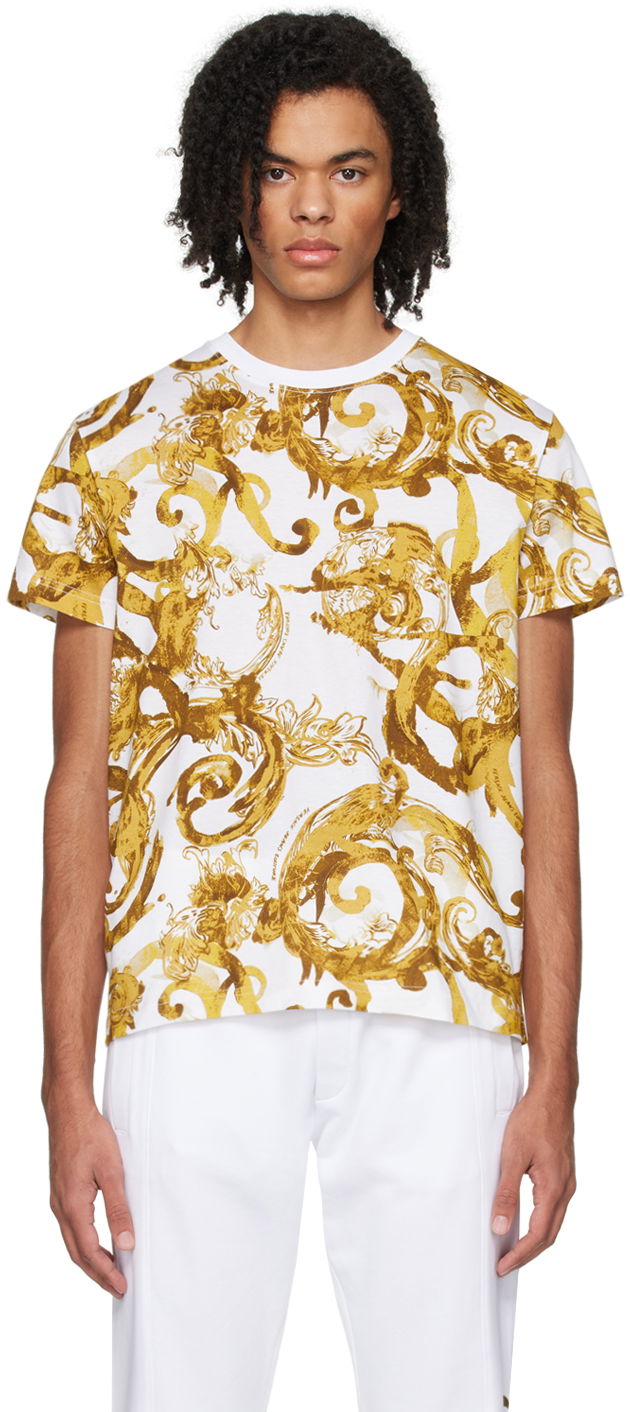 Tričko Versace Watercolor Couture T-Shirt Béžová | E76GAH6S0_EJS287, 0