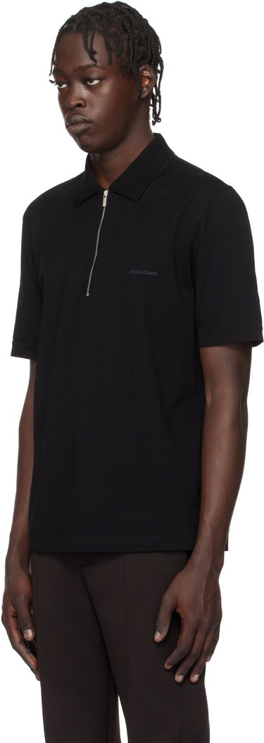 Polo tričko FERRAGAMO Ferragamo Zip Collar Polo Čierna | 772040, 3