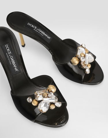 Tenisky a topánky Dolce & Gabbana Keira Patent Leather Embellished Mules Čierna | CR1958AZ1888Z843, 3
