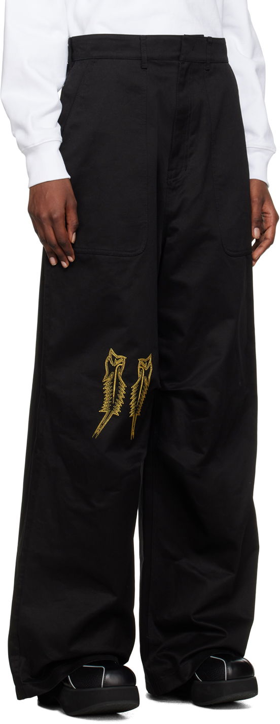 Cargo nohavice We11done We11done Embroidered Wide Leg Trousers Čierna | WD-PT1-23-252-M-BK, 1