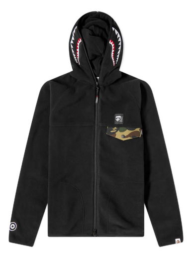 Mikina BAPE A Bathing Ape Shark Polartec Full Zip Hoody Čierna | 001ZPH802507L-BLK