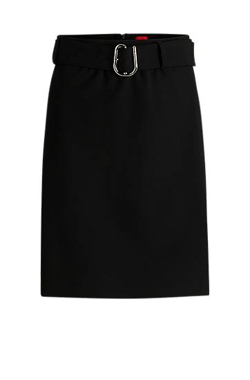 Sukňa BOSS Mini Skirt with Belt and Wrap-Style Front Čierna | 50545768, 0