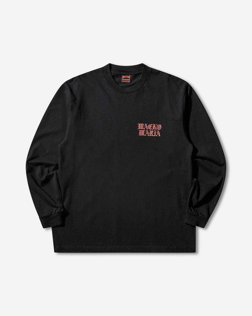 Tričko WACKO MARIA Death Row Record Washed Heavy Weight Longsleeve T-Shirt Čierna | DEATHROW-WM-LT01 BLACK