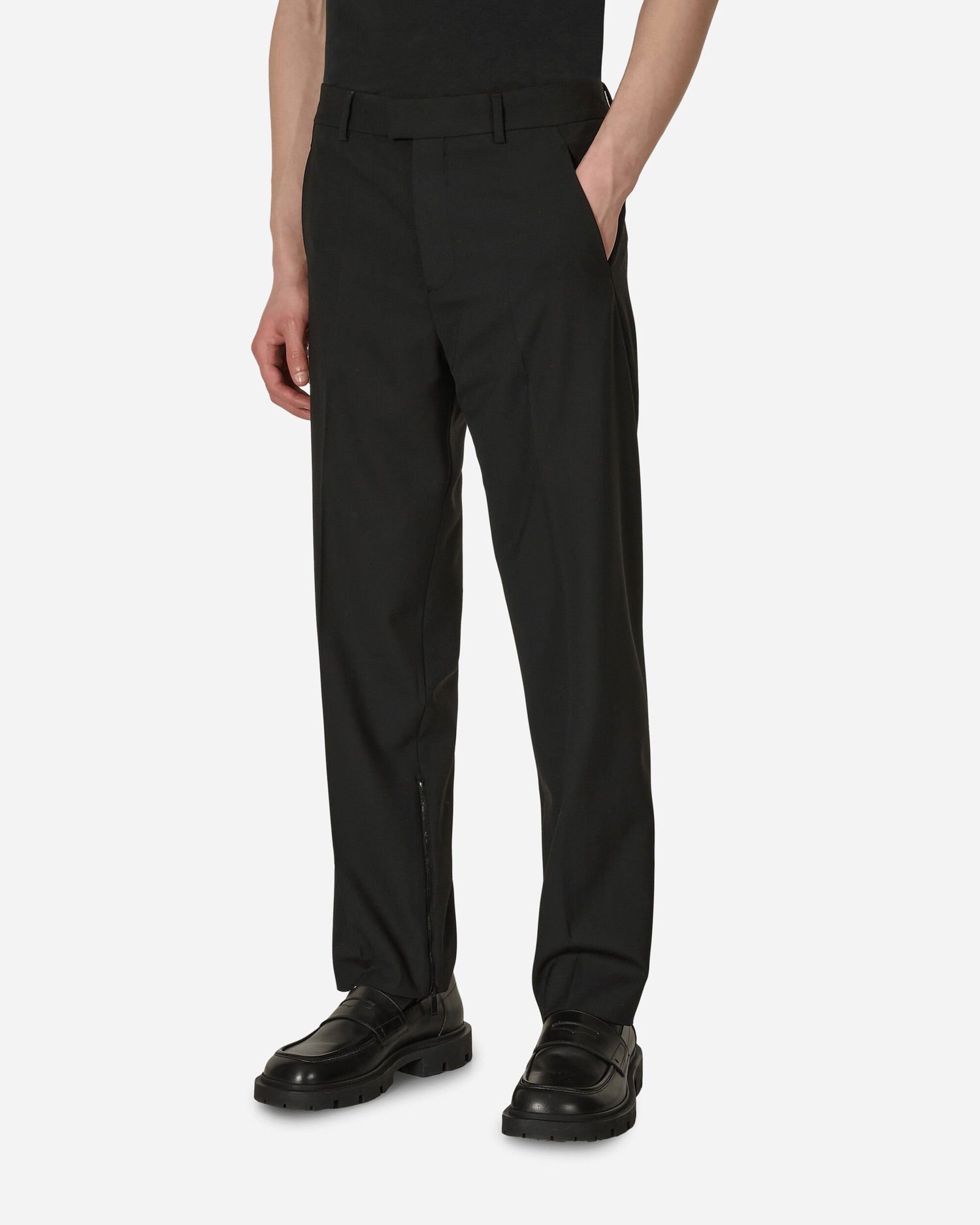 Nohavice Off-White Embroidered Wool Slim Zip Trousers Black Čierna | OMCA196S23FAB001 1000, 1