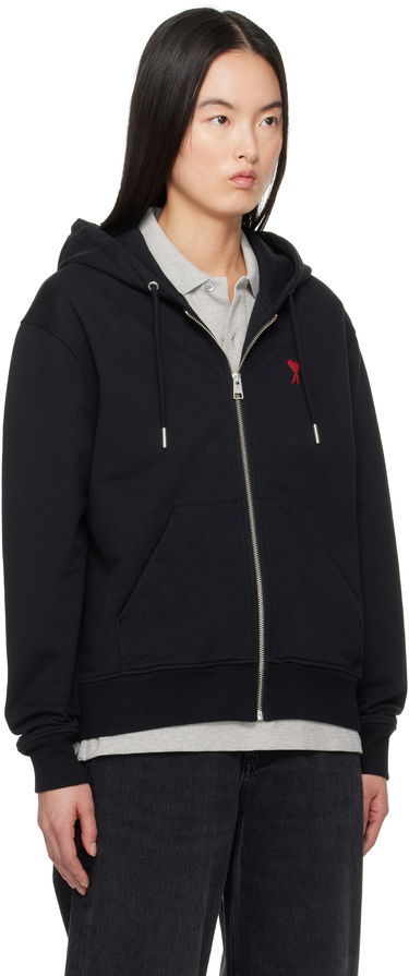 Mikina AMI AMI Paris Classic Ami De Coeur Zip Hoodie 3XL Čierna | BFUSW435.730-001, 2