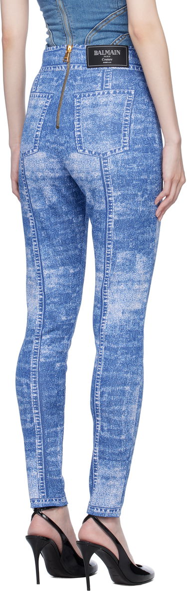 Legíny Balmain Denim Effect Knit Leggings Modrá | EF1PD185KH80, 2