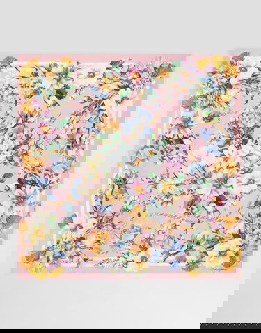 Šál Dolce & Gabbana Dolce & Gabbana Floral Print Silk Twill Square Scarf Ružová | FN090RGDCURHH5JC, 2