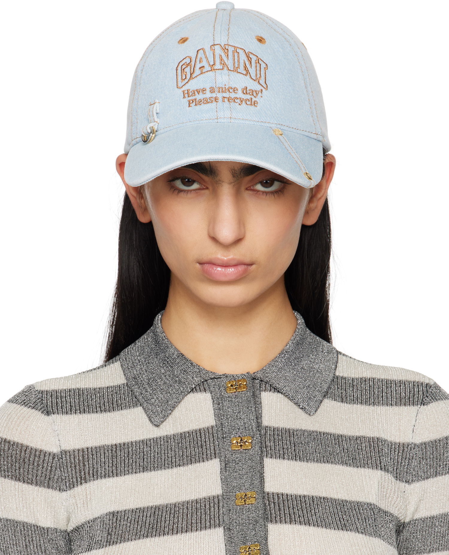 Šiltovka GANNI GANNI Denim Baseball Cap Modrá | A6563, 0