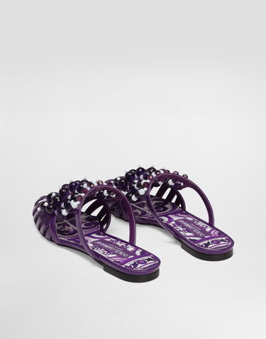 Doplnky Dolce & Gabbana Dolce & Gabbana Patent Leather Sandals with Stones Fialová | CQ0661AE5028H438, 2