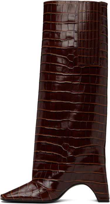 Starostlivosť o obuv Coperni Coperni Croco Bridge Tall Boots Hnedá | COPSH03F6032, 2