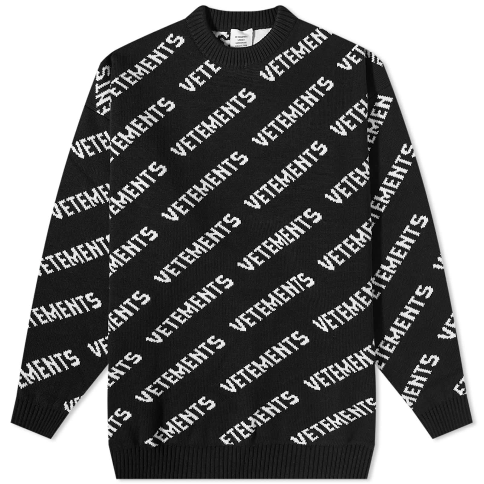 Monogram Crew Knit Black/White