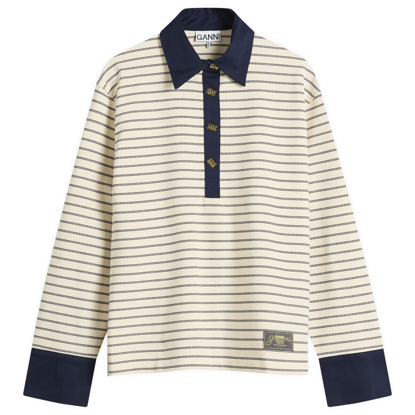 Polo tričko GANNI GANNI Piquet Jersey Polo Shirt Béžová | T4215-135