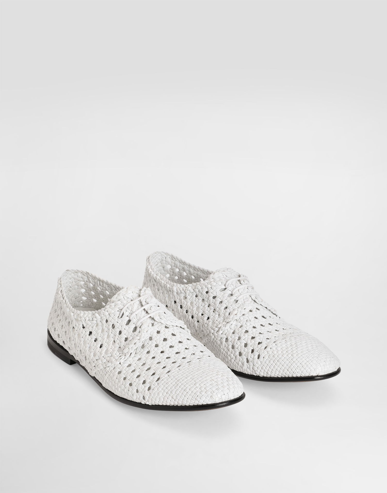 Doplnky Dolce & Gabbana Dolce & Gabbana Woven Leather Derby Shoes Biela | A10872A9M0880002, 1