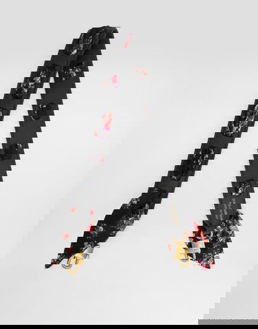 Batohy a tašky Dolce & Gabbana Dolce & Gabbana Black Leather Floral Detail Shoulder Strap Rôznofarebný | BI3468A02168W919, 2