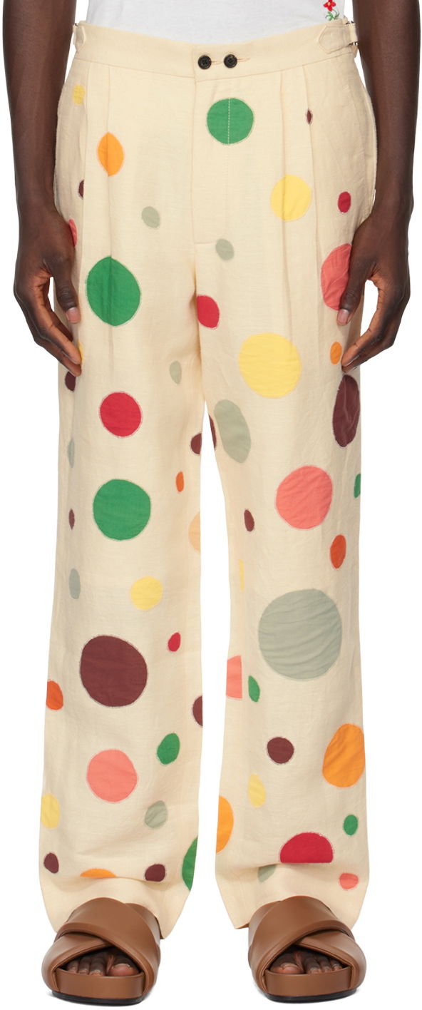 Nohavice Bode Appliqué Dotted Trousers Béžová | MRS24BT031, 0
