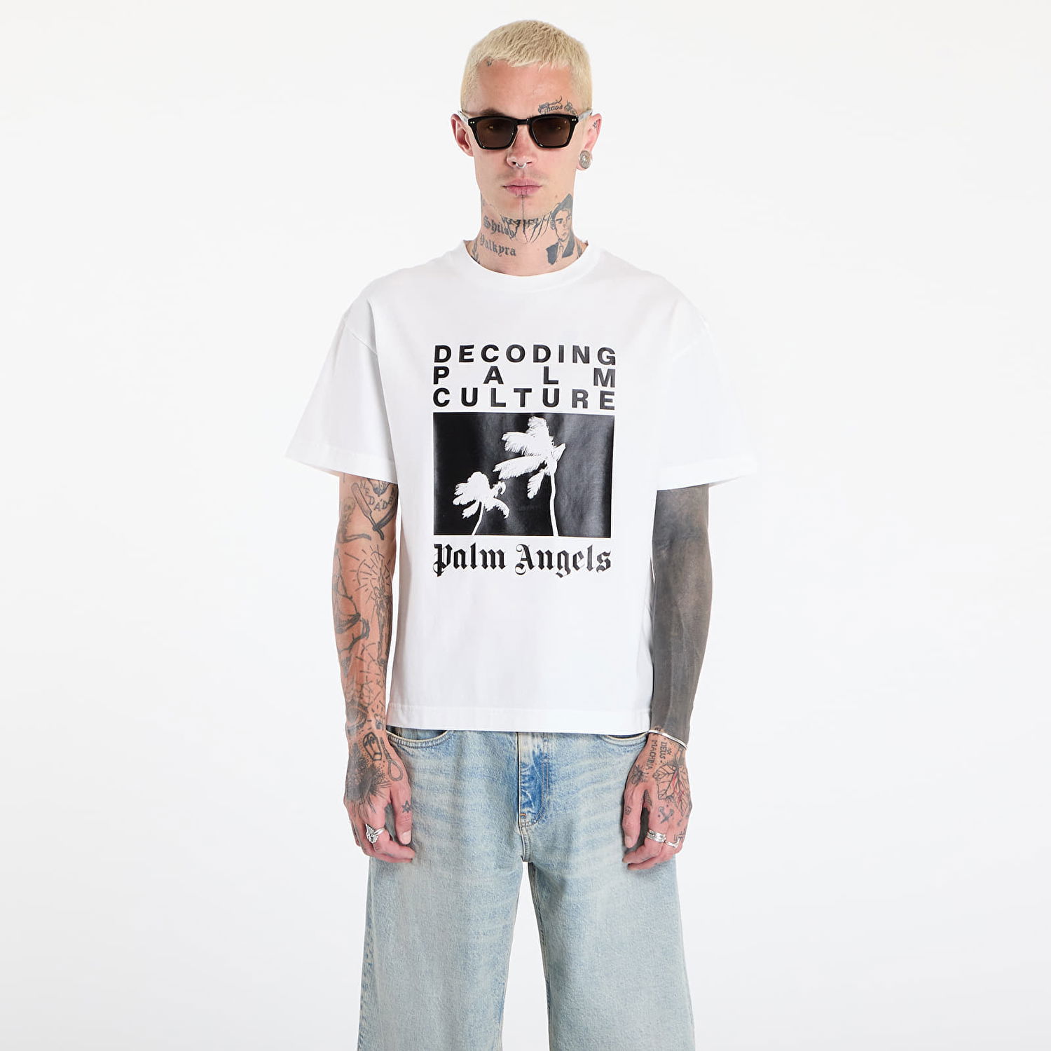 Tričko Palm Angels Palm Angels Dec Palm Culture Regular T-Shirt Biela | PMAA109F25JER0060310, 0