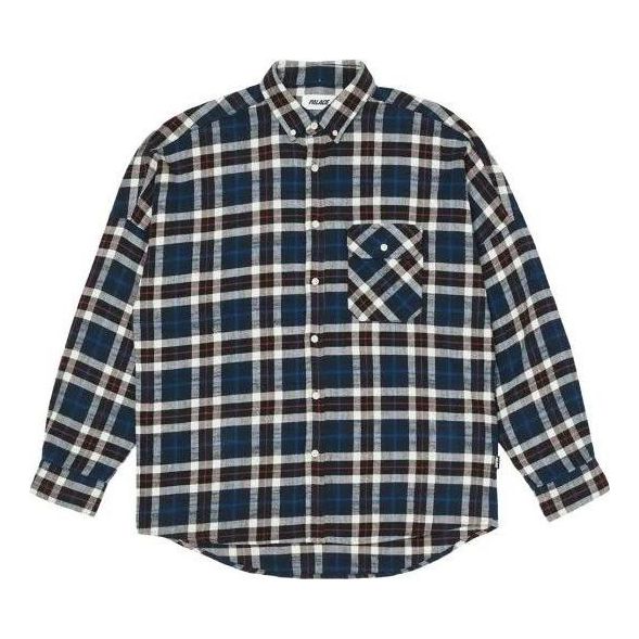 Košeľa Palace Flannel Drop Shoulder Shirt Modrá | P23SHT070