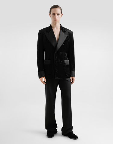 Bunda Dolce & Gabbana Double-breasted Velvet Jacket Čierna | G2UO2TFUWEPN0000, 1
