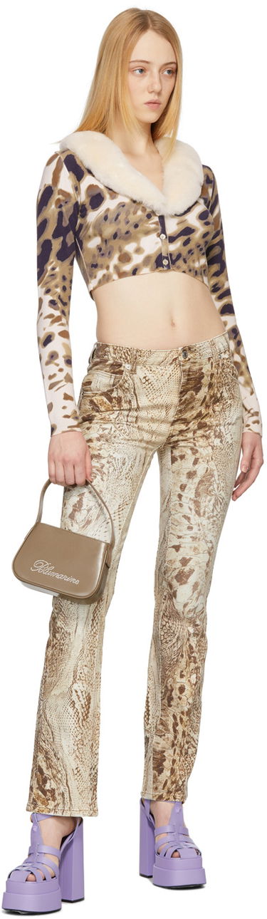 Sveter Blumarine Blumarine Print Cropped Cardigan with Faux Fur Collar Rôznofarebný | 2M147A, 3