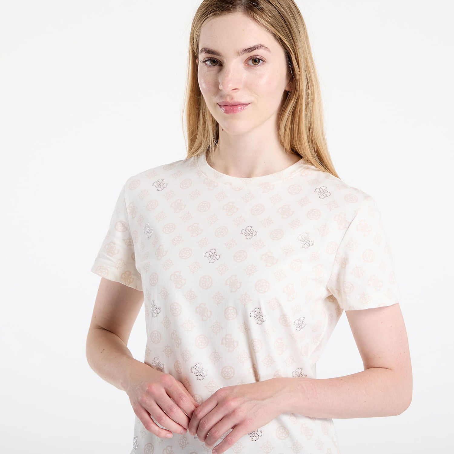 Tričko GUESS GUESS Gloria Peony Short Sleeve T-Shirt Biela | V5YI04I3Z14-P0JN, 1