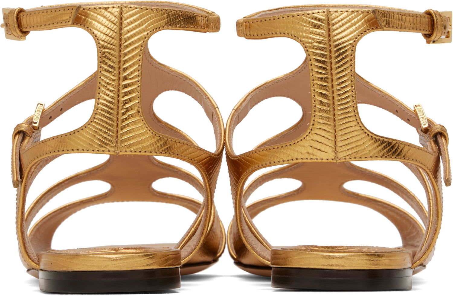 Starostlivosť o obuv Tom Ford TOM FORD Laminated Lizard Print Sandals Metalická | W3630-LCL232G, 1
