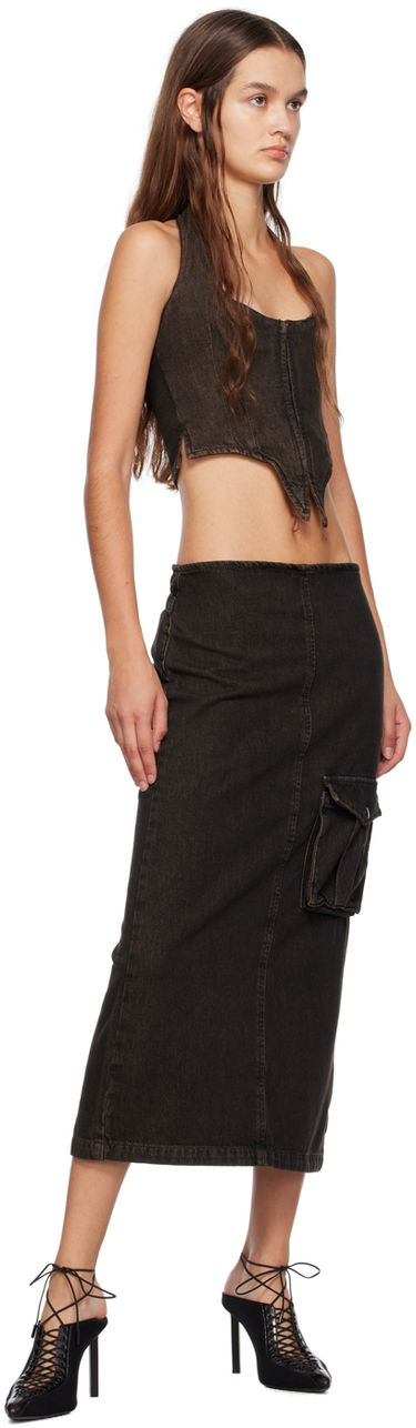 Tielko Miaou Miaou Dani Denim Halter Top Hnedá | 7077SD4BLK, 3