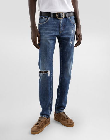 Džínsy Dolce & Gabbana Slim-fit Stretch Cotton Denim Jeans With Logo Embroidery Modrá | GY07CZG8MX3S9001, 3