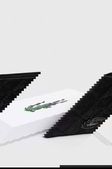 Peňaženka Lacoste Geometric Pattern Leather Bifold Čierna | NH4400MR, 4