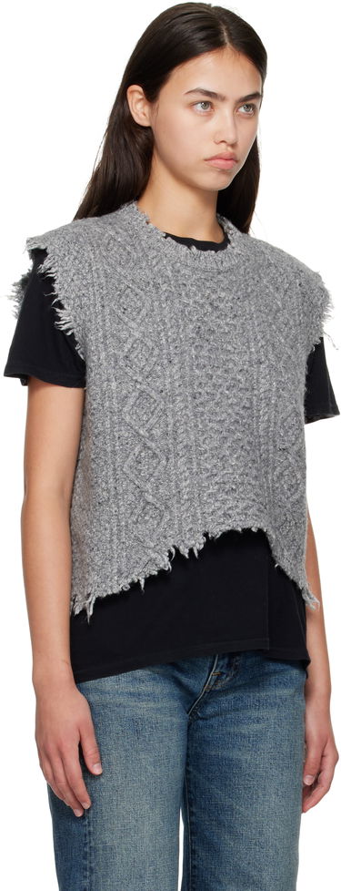 Sveter R13 R13 Boyfriend Cable Knit Vest Šedá | R13WY228-Y208A, 1