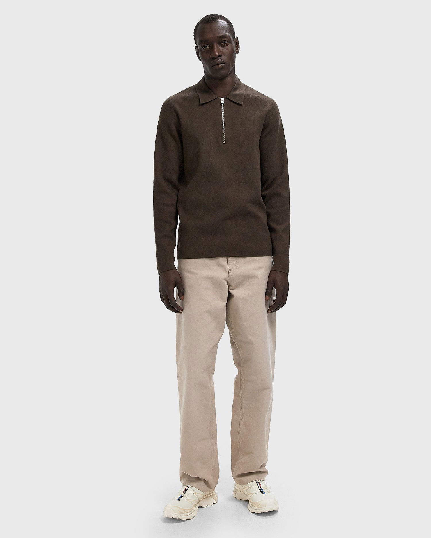 Sveter Samsoe Samsoe Half Zip Polo Sweater Hnedá | M22400055-TURKISH-COFFEE, 1