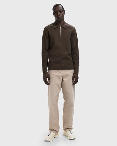 Sveter Samsoe Samsoe Half Zip Polo Sweater Hnedá | M22400055-TURKISH-COFFEE, 1