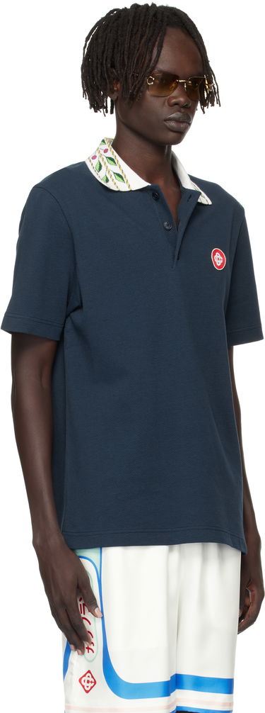 Polo tričko Casablanca Laurel Pique Polo Shirt Navy | MPF25-JTP-243-02, 3