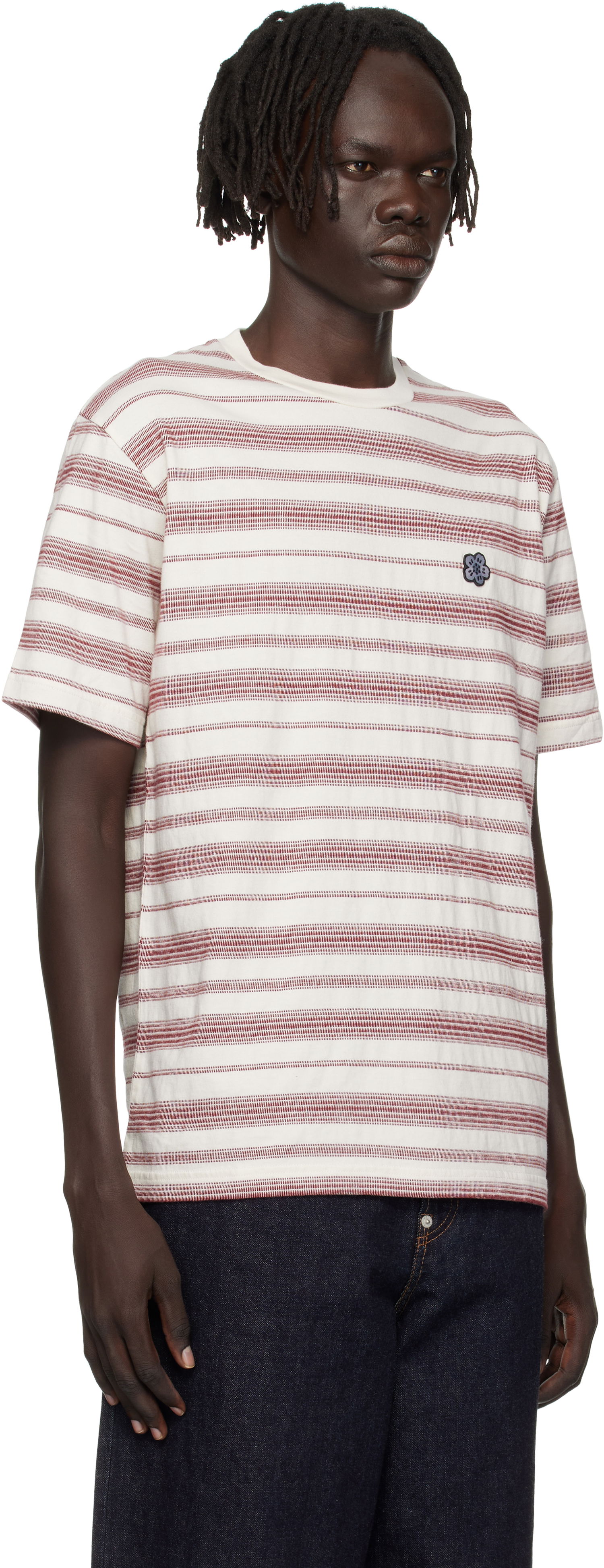 Tričko KENZO Kenzo Paris 'Boke Flower' Embroidered Striped T-Shirt Biela | FF65TS2534SC, 1