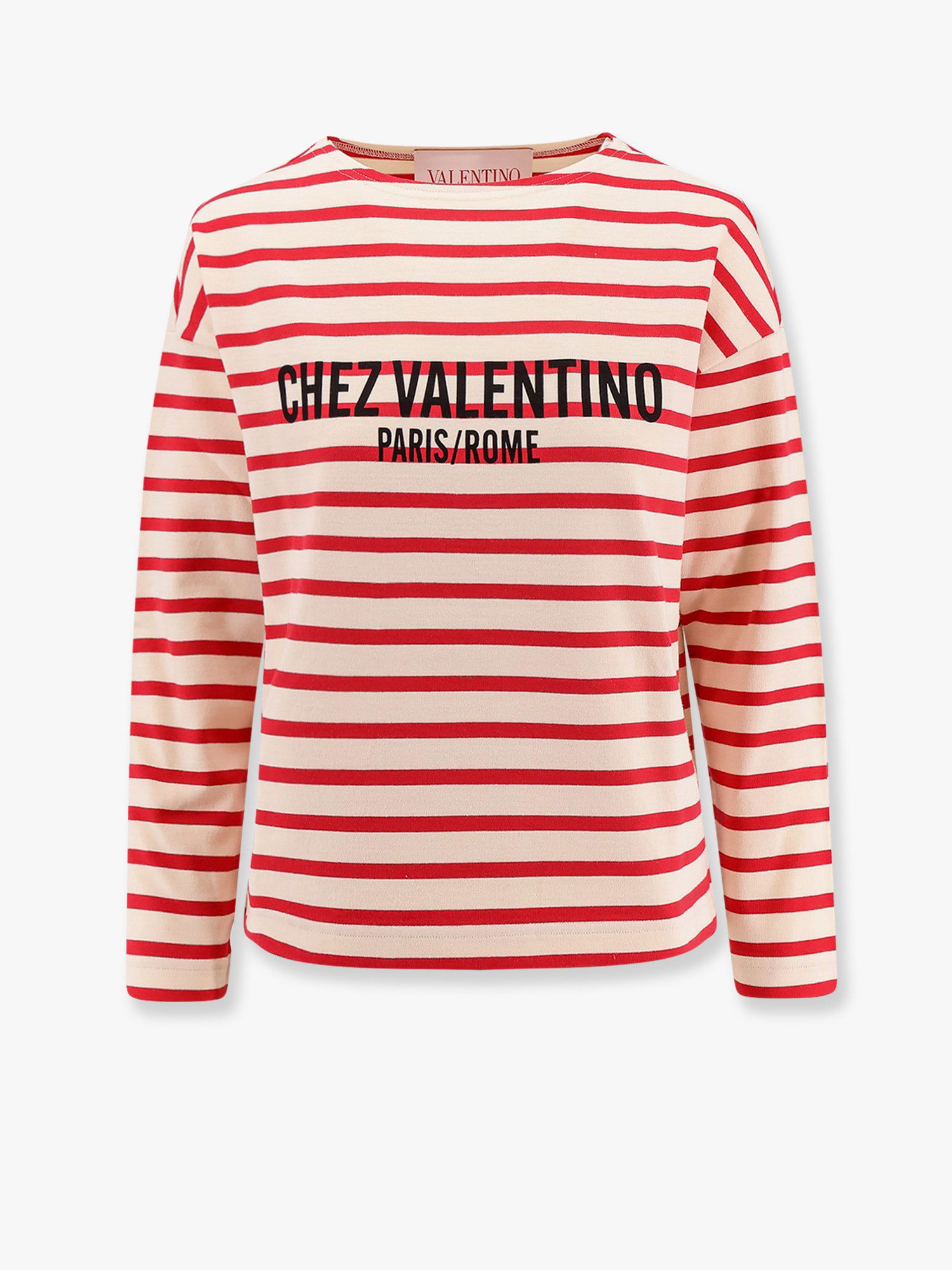 Tričko Valentino Valentino Chez Valentino Paris/Rome Striped Long Sleeve T-Shirt Béžová | 6B3MG24B961AS0, 0