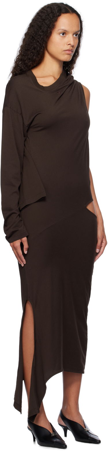 Šaty Courrèges Off Shoulder Midi Dress Hnedá | 424JRO486JS0175, 4