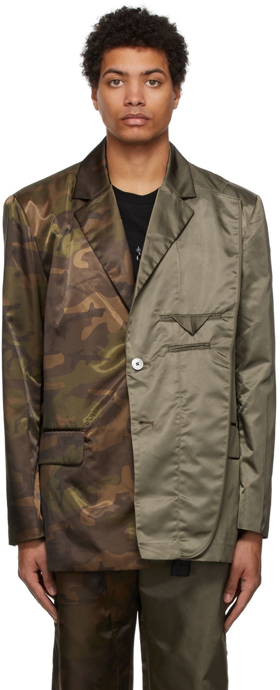 Bunda Feng Chen Wang Feng Chen Wang Camouflage Paneled Blazer Zelené | FS13JAC112, 0