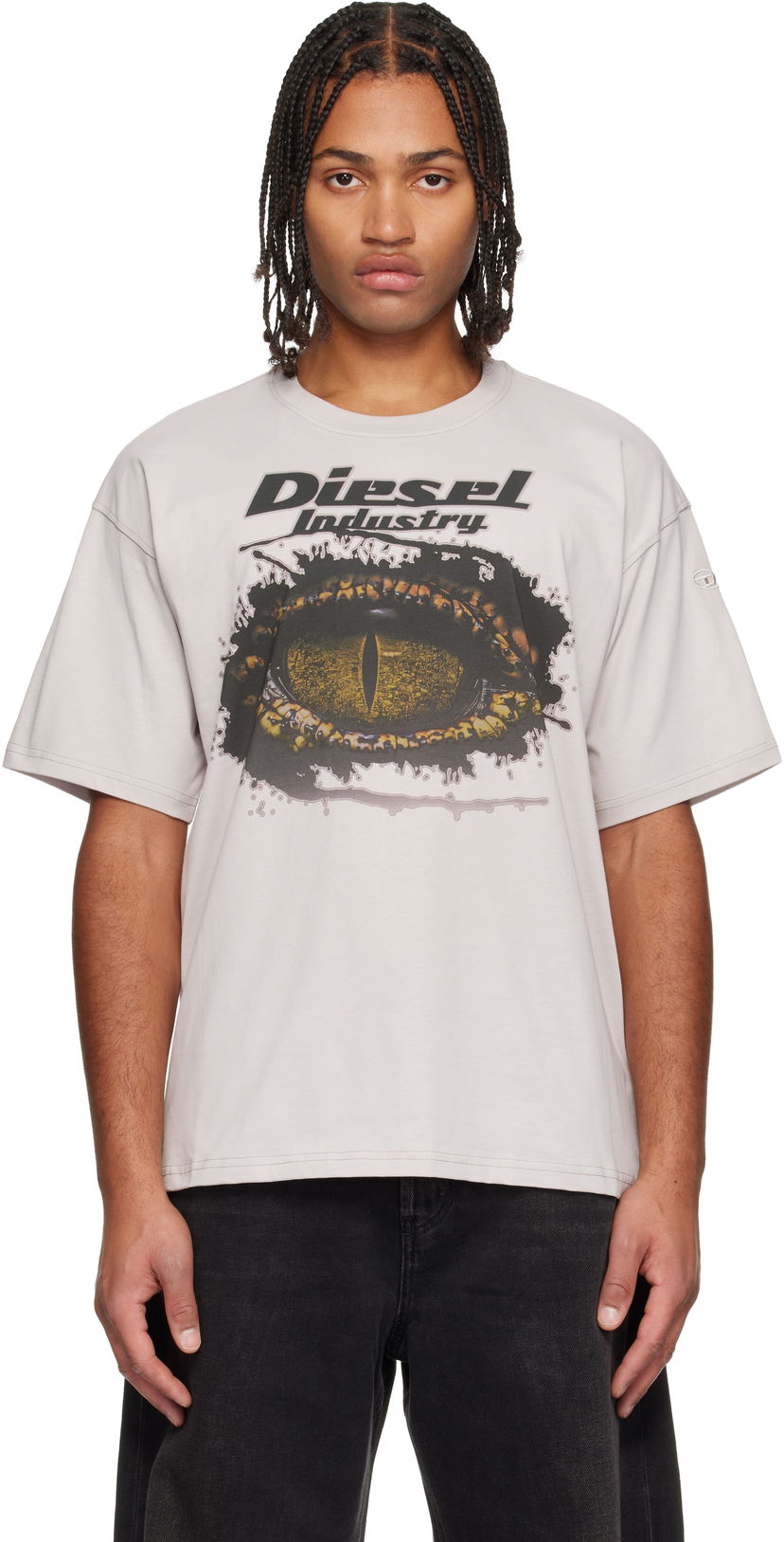 Tričko Diesel Industry Graphic Crocodile Eye Relaxed Fit T-Shirt Šedá | A19640-0PLAT-9CJ