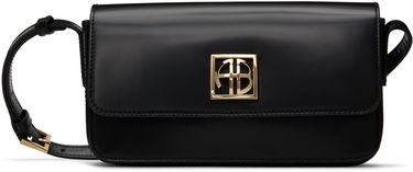 Taška cez rameno Anine Bing Black Leather Crossbody Bag with Logo Plaque Čierna | A-13-10242-050, 0