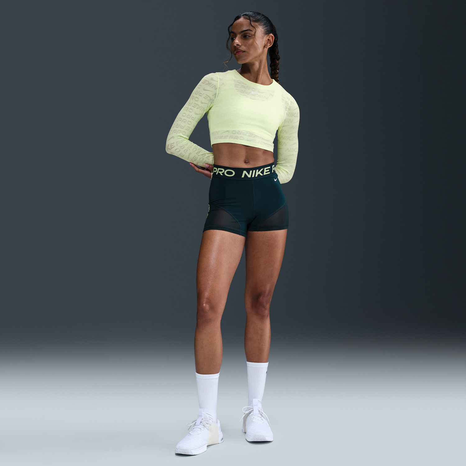 Crop Top Nike Pro Training Shorts with Mesh Panels Žltá | HJ1172-478, 1