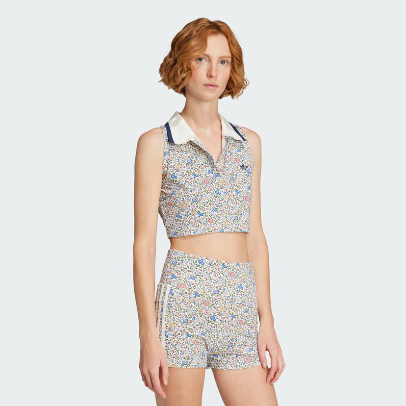 Polo tričko adidas Originals adidas Originals x Liberty London Sleeveless Crop Polo Shirt Biela | JW5194