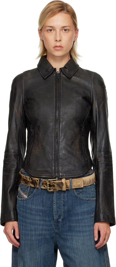 Bunda Diesel L-Egrad Distressed Leather Jacket Čierna | A19596 0ILBS, 0
