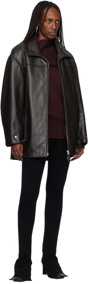 Bunda Courrèges Courrèges Oversized Leather Jacket Hnedá | 425LBL322CV0036, 3
