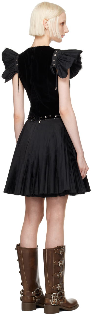 Šaty Chopova Lowena Velvet and Pleated Mini Dress Čierna | 1255, 2